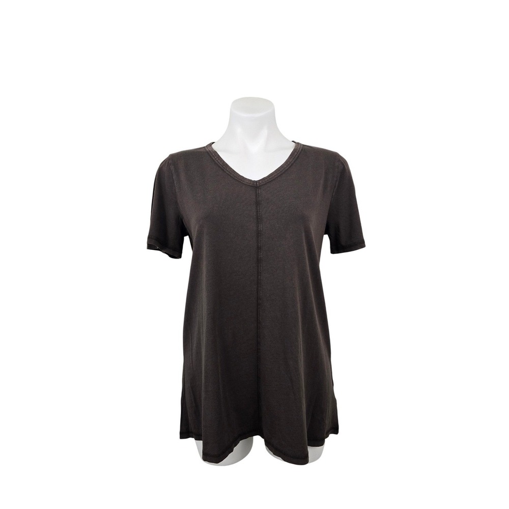 LOGO Principles by Lori Goldstein‎ Knit Tee with Seam Detail Brown S